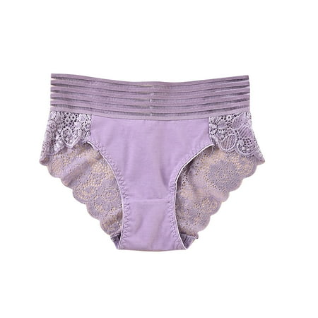 Early Bird Deal: Bulk Panties  Bragas A Granel  Ladies Solid Color Lace High Waisted Seamless Cinched Wide Waistband Underwear SOPATENOR Purple S