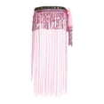 thumbnail image 4 of Haitryli Womens Belly Dance Skirt Fringed Hip Scarf Colorful Waistband Tiered Sequin Tassel Waist Chain Pink One Size, 4 of 7