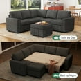 thumbnail image 6 of Marrber Gray L-Shaped Modular Sectional Sleeper with Pull-Out Sofa Bed and Storage Ottoman Corduroy Cloud Couch for Living Room, 6 of 10