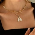 thumbnail image 6 of IEFSHINY Bubble Letter Necklace Gold for Women, 18K Gold Plated Balloon Pendant Cubic Zirconia Bubble Initial Necklace for Women, 6 of 6