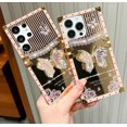 thumbnail image 3 of Funda compatible con iPhone de 16 a 6,1 pulgadas con purpurina de lujo, diseño de mariposa, plegable, con soporte, suave, con efecto espejo de policarbonato, antideslizante, para mujeres y niñas, 3 of 6