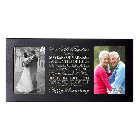 LifeSong Milestones 60th Wedding Anniversary Picture Frame Decor Holds 2 4x6 Photos