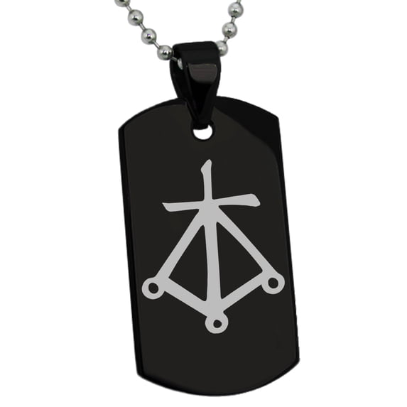 Stainless Steel Reiki Harth Compassionate Engraved Dog Tag Pendant Necklace
