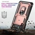 thumbnail image 4 of SaniMore Tri-layer Case for Samsung Galaxy Z Flip 4 6.7", 360° Rotating Holder/Kickstand Rugged PC Back + TPU Bumper Magnetic Car Mount Anti-fingerprint Anti-fall Heavy Duty Protective Case, Rosegold, 4 of 7