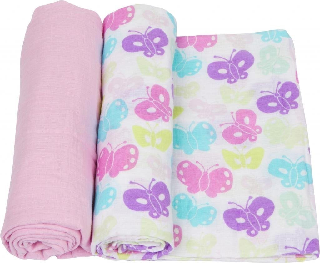 MiracleWare Muslin Swaddle Blanket, Butterflies, 2 Piece