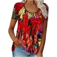 thumbnail image 1 of Pompotops Mode T-shirt Décontracté à Manches Courtes Col Rond Imprimé pour Femmes, 1 of 6