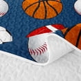 thumbnail image 5 of Castle Fairy Football Soccer Basketball Baseball Twin Quilt Set,Sport Theme Twin Coverlet Set,Blue White, 5 of 7