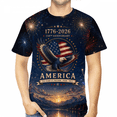 thumbnail image 4 of Patriotic America 250th Anniversary T-Shirt for Men and Women, 1776-2026 Fireworks Graphic Independence Day Tee, 4 of 5