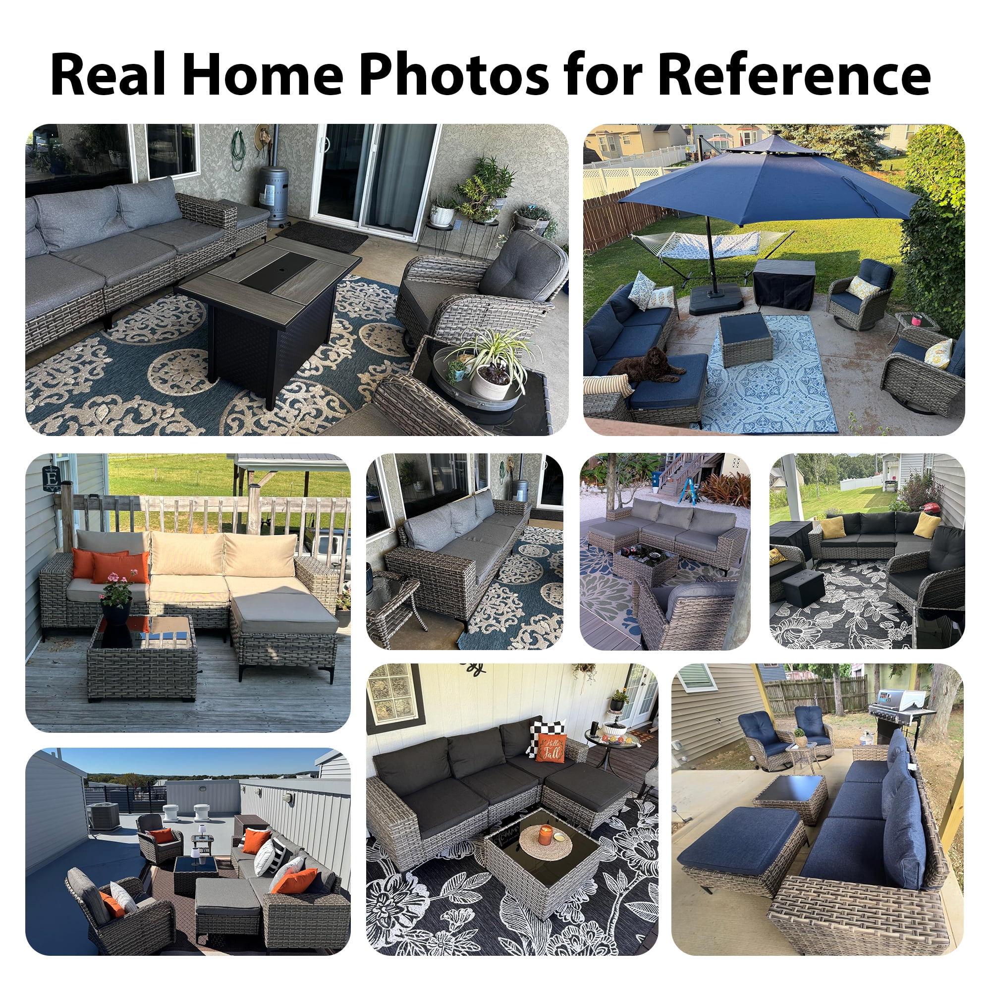 Vcatnet 4 Pieces Patio Furniture Set, All-Weather Wicker Outdoor Patio Furniture, Outdoor Conversation Set with Ottoman, Black