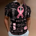 thumbnail image 2 of Breast Cancer Pink Ribbon Men Zipper T-shirt Summer Casual Short Sleeve T-shirt Top, 2 of 7