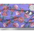 thumbnail image 2 of Soimoi Violet Coton Tissu Cambier Feuilles & Tissu Imprimé Floral 1 Yard 56 Inch Wide, 2 of 3