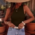 thumbnail image 7 of Sleeveless Tank Tops for Women Round Neck Ribbed Knit T Shirts Y2k Summer Fitted Going Out Shirts, S, 7 of 7