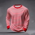 thumbnail image 1 of Ceisia Men's Regular Fit Horizontal Stripe Long Sleeve Round Neck Casual T-Shirt Gifts, 1 of 5