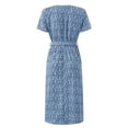 thumbnail image 2 of Vestido de mujer con estampado floral, manga corta, escote en V y fajas hasta la mitad de la pantorrilla, 2 of 5
