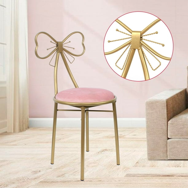 Butterfly Bow Tie Chair Pink Makeup Vanity Chair Velvet Cushion Metal