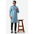 thumbnail image 6 of Royal Kurta Sky Blue Color Jacquard Silk Printed Long Kurta for Men, 6 of 6