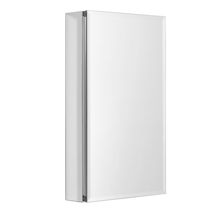 Designer Series by Zenith Aluminum Beveled Mirror Medicine Cabinet, 15" x 26", Rectangle, Frameless