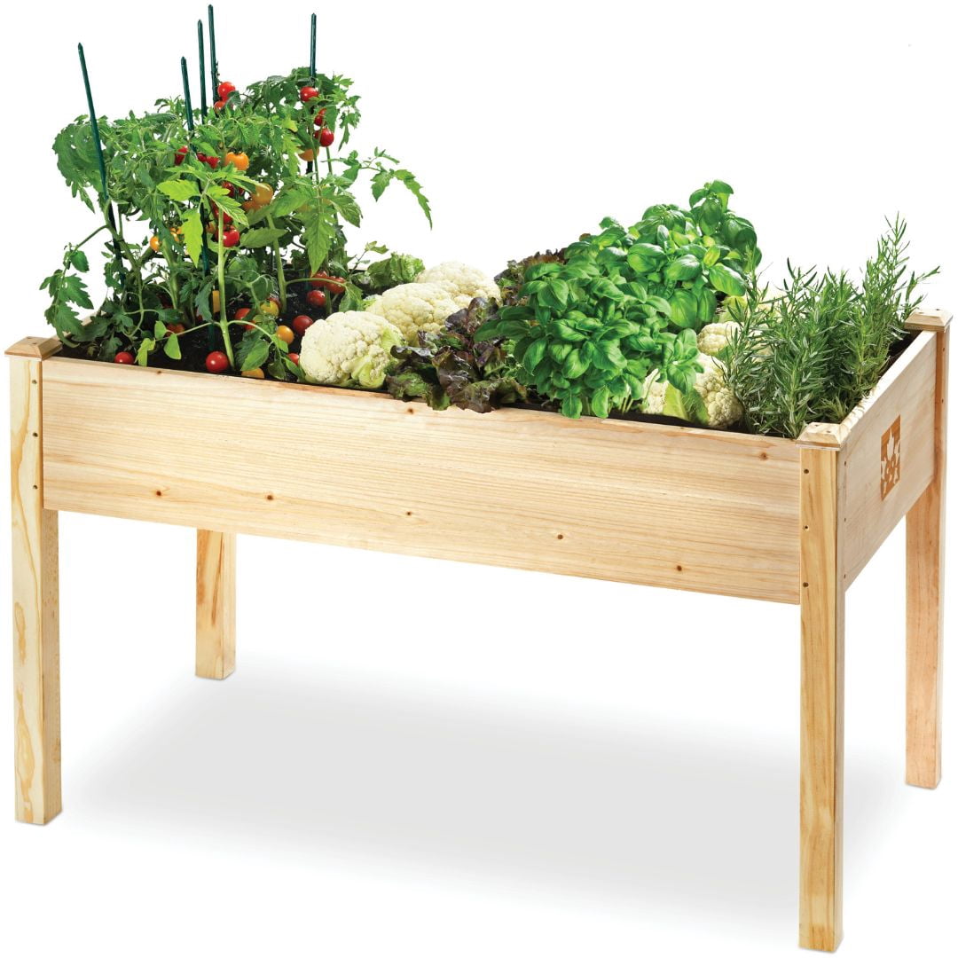 Raised Garden Bed - Elevated Wood Planter Box with Bed Liner for Backyard, Patio, Deck, Balcony - Natural Cedar Raised Planter Box with Legs Maple99