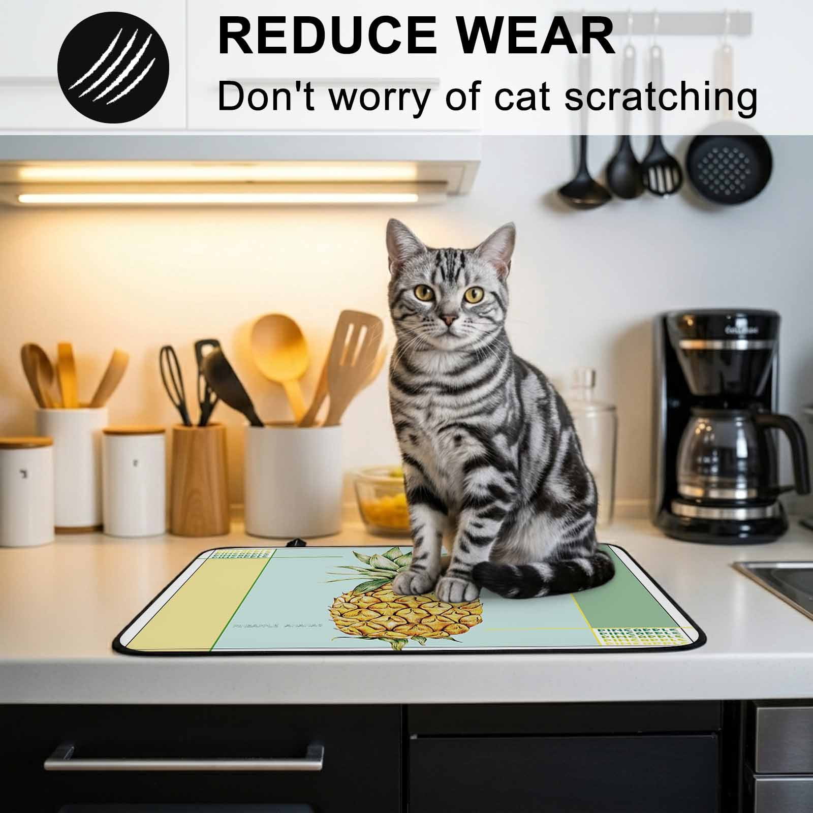 Summer Pineapple Stove Top Cover for Electric Stove, Heat-proof & Non Slip Glass Top Stove Cover Protector, Yellow Blue Green Striped Geometric Kitchen Flat Cooktop Rubber Mat 24x21 Inches