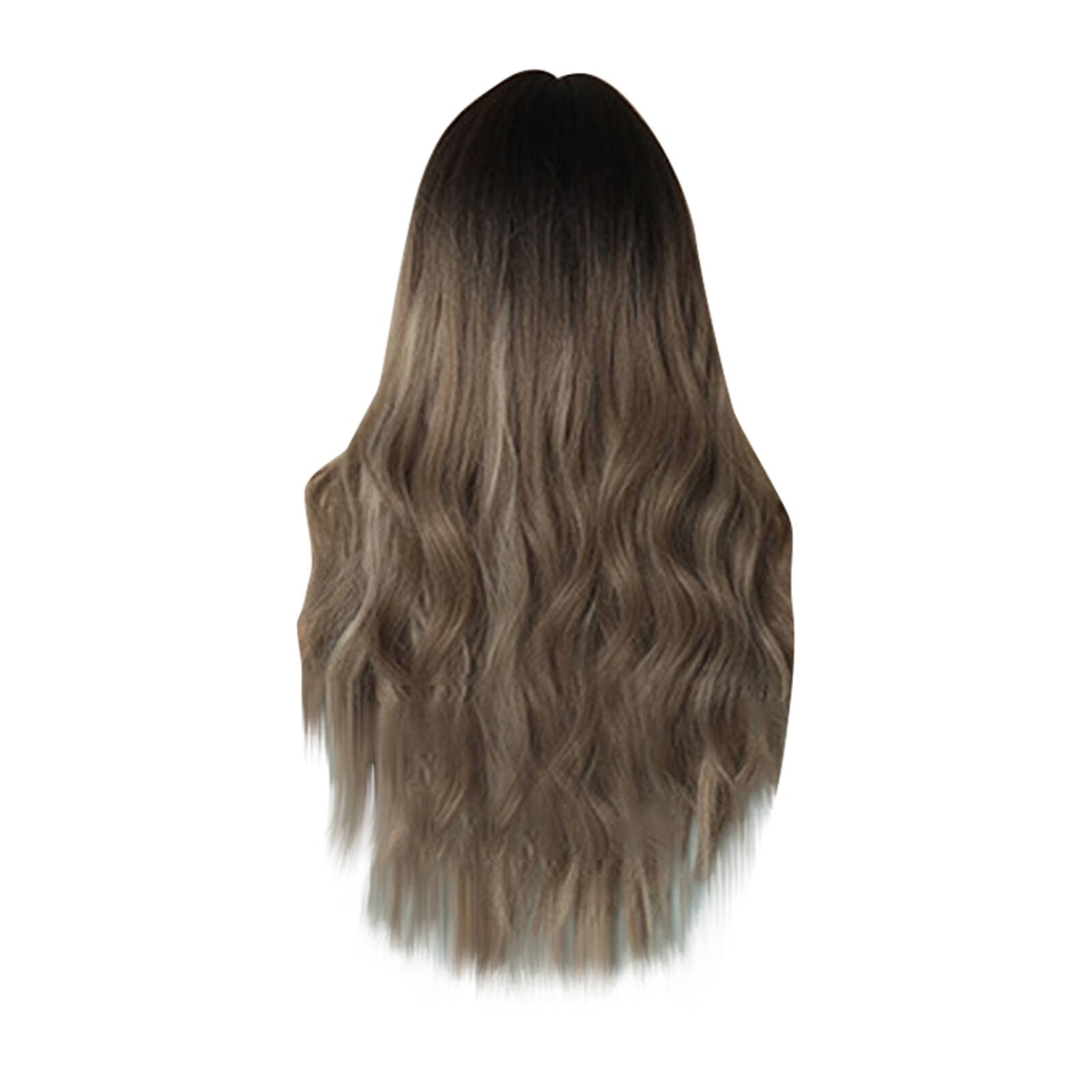 DOPI Human Hair Wigs For Women No Bangs Wig Women's Medium Long Curly Hair Gray Gold Mixed Color Highlight Dyed Fiber Whole Top Hair Set