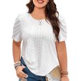 thumbnail image 6 of SOMER Plus Size Women Blouses Trendy Eyelet Cute Casual Short Sleeve Tops 2025 White, 6 of 8