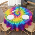 thumbnail image 3 of Rainbow Tie Dye Mandala Pattern Round Tablecloth 60"x60",Wrinkle Wipeable Table Cloth for Kitchen Dining Room Picnic Patio Party, 3 of 6