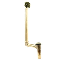 Westbrass 18" Direct Connect Shoe Outlet Tip-Toe Drain Bathtub Assembly with 2-Hole Overflow, Polished Brass