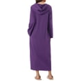 thumbnail image 3 of INSPIRE CHIC Bata de Noche con Cremallera para Mujeres, Bata Larga de Casa, Sudadera con Capucha de Manga Larga, Ropa de Estar en Casa con Bolsillos, Talla S, Púrpura Profundo, 3 of 6