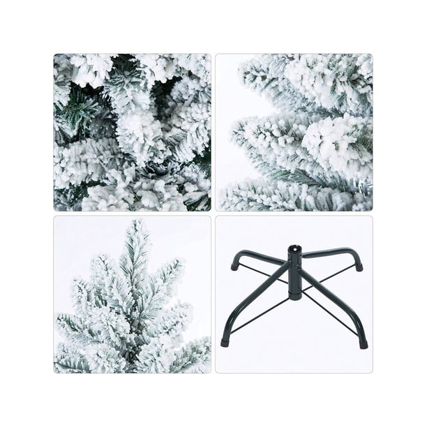 7.5 ft pre - lit snow flocked hinged pine holiday xmas tree con 300 LED lights y metal stand, slim design para home, oficina, party decoration