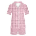 thumbnail image 4 of cfhntfmh 2 Piece Pajama Sets for Women Casual Print Collared Buttons down Soft Sleepwear Shirts Comfy Wide Leg Shorts Pjs Sets, 4 of 4