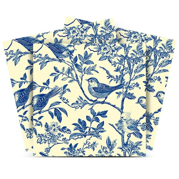 Mi Alma Bird Blue Yellow Tile Stickers - Removable Vinyl 4x4, 24 pcs