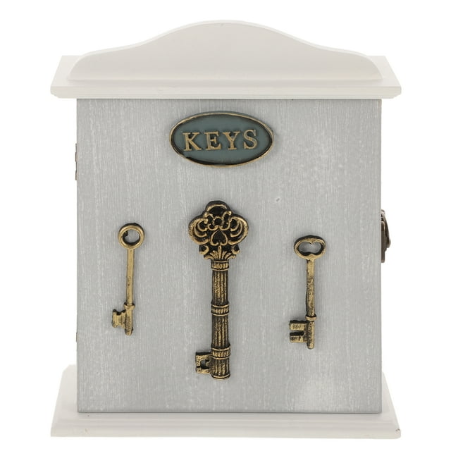 Wooden Key Holder Box with Hooks for Home Storage White Vintage European Design 1 Piece