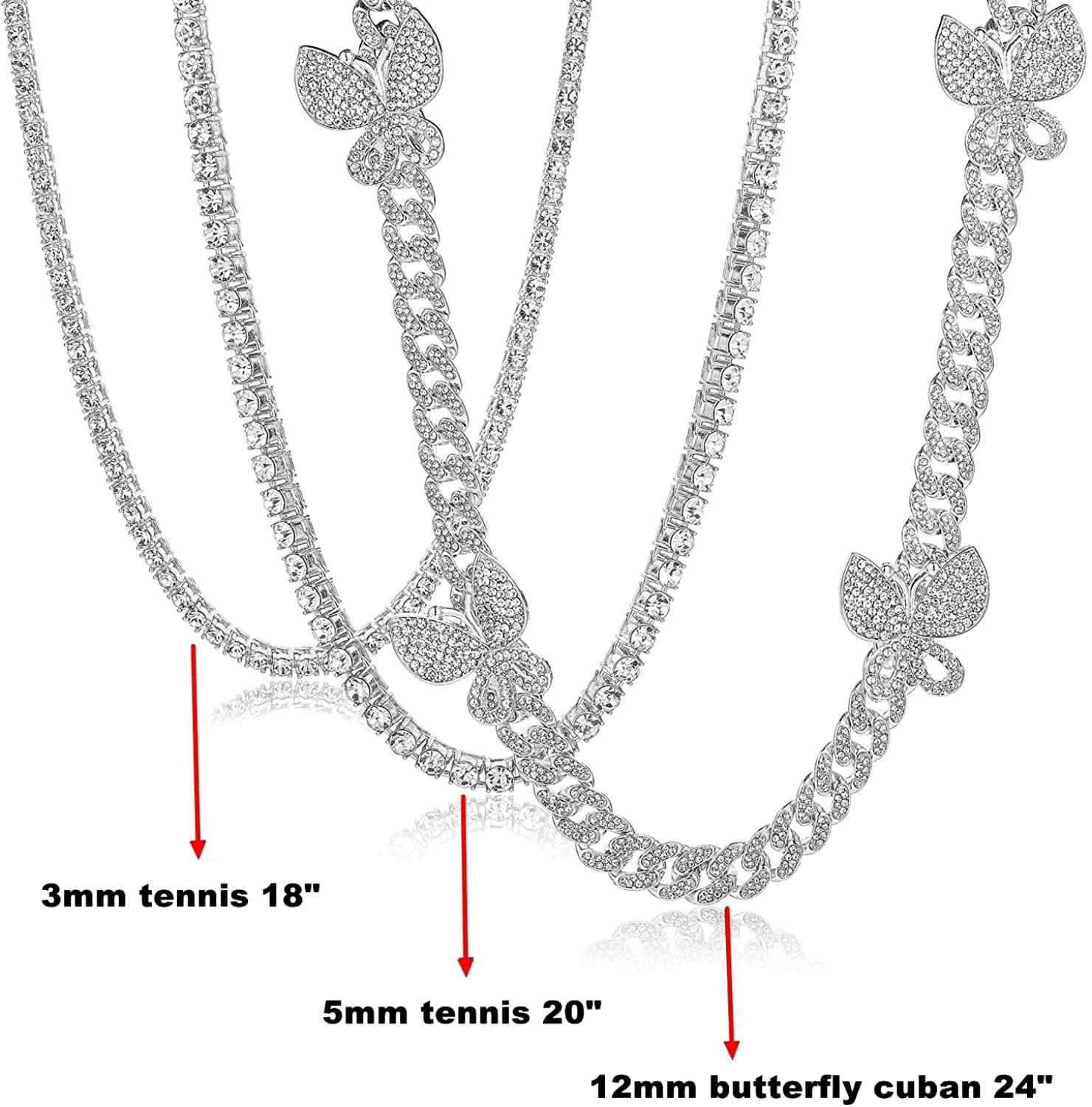 HH BLING EMPIRE Silver Gold Cuban Link Chain for Men/Women, Iced Out Mens  Diamond Chain Necklace-12mm Miami Cuban Link Chains Hip Hop Jewelry  (Bracelet Cuban A-Silver-7.5)