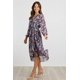thumbnail image 5 of Vestido PRETTYGARDEN con estampado floral bohemio, manga larga, cuello en V, XXL, 5 of 5