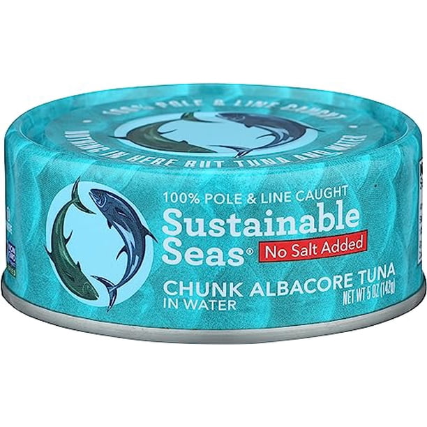 SUSTAINABLE SEAS Chunky Albacore Tuna in Water No Salt, 6 OZ