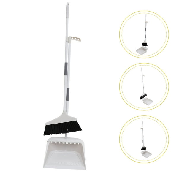 Homoyoyo White Plastic and Metal Broom with Dustpan Set, Handle for Pet Hair and Household Cleaning Tools, 1 Set