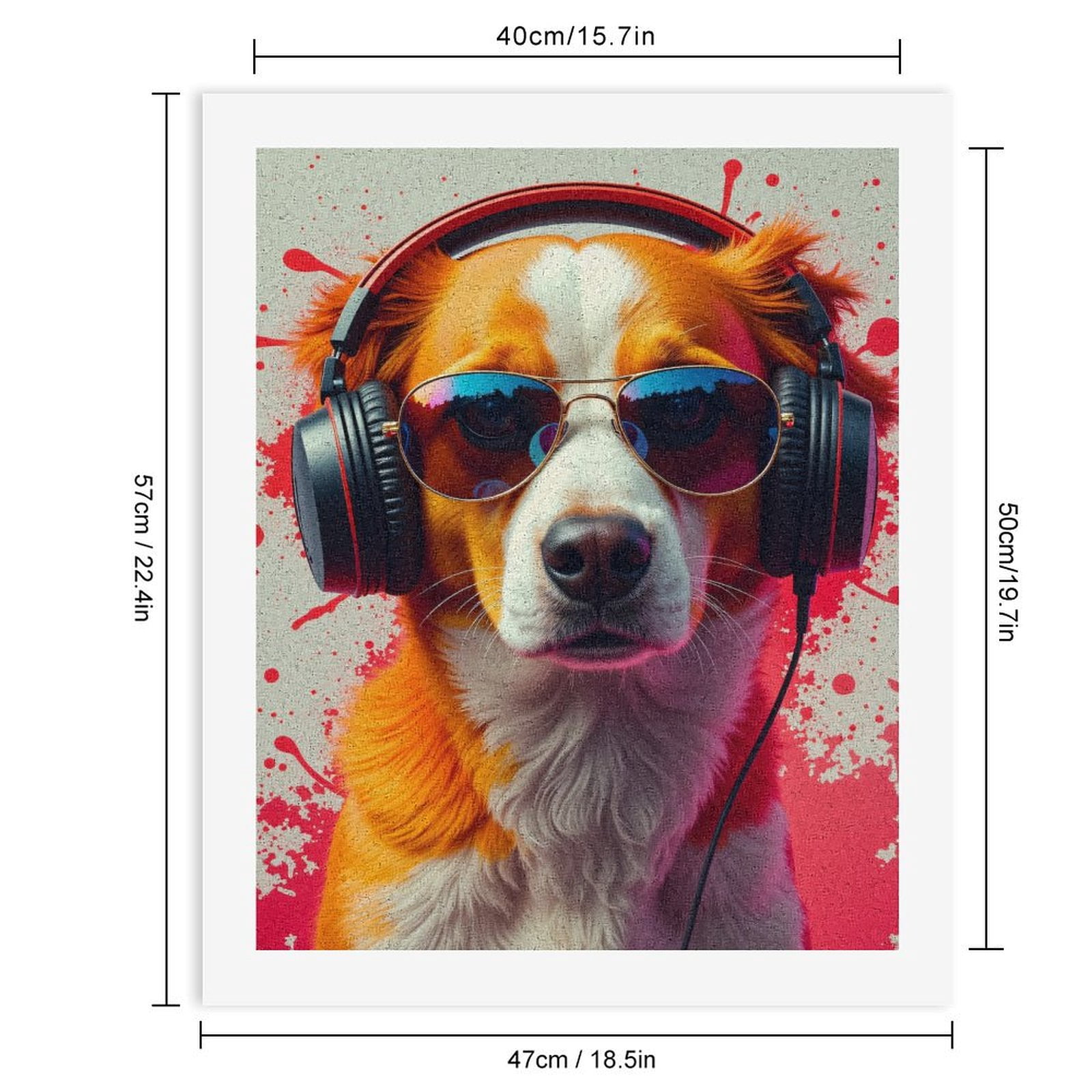 Paint By Numbers Kit for Adults Beginner - DIY Cool Dog Headphones Sunglasses Art Canvas Painting Kits for Adults, Frameless Paint By Number for Adults for Home Wall Decor 16x20 Inch