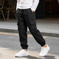 thumbnail image 2 of ZBSOKO Cargo Joggers for Boys Elastic Waist Elastic Cuff Fashion Track Pants with Multi Pockets Running Workout Pant Sizes 5-15 Years, 2 of 7