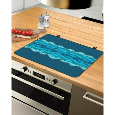 

Blue Ombre Stove Top Covers for Electric Stove Heat Insulation Fireproof Glass Cooktop Cover Counter Top Glass Stove Cover 36 x21 Modern Geometric Moire Abstract Art Aesthetics