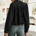 thumbnail image 3 of Women's Jean Jacket Cropped Long Puff Sleeve Button Down Denim Jackets (Black), 3 of 5