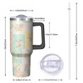 thumbnail image 2 of 40oz Pioneer Flower Floral Print Pattern Insulated Tumbler with Handle, BPA-Free Leak Proof Lid and Straws, Double Wall Vacuum, Hot 12h/Cold 34h, 2 of 6