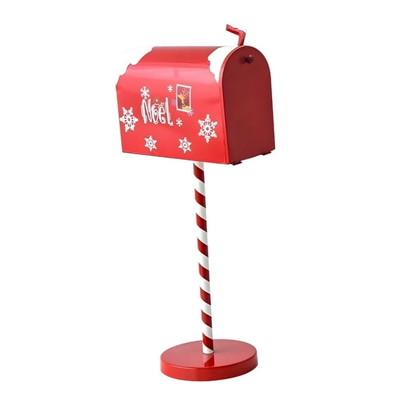 Misright Metal Santa Letter Box With Wooden Base Holiday Mailbox Decoration For Home