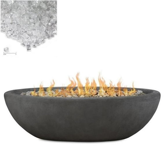 Home Square 2-Piece Set with Large Oval LP Metal Fire Bowl & Fire Glass
