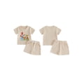 thumbnail image 2 of BemeyourBBs Toddler Baby Boy Birthday Outfit 1 2 3 Years Birthday Summer Clothes Short Sleeve Zoo Animal Embroidery Waffled T-Shirt and Pockets Shorts Set Toddler Summer 2 Pieces Outfit, 2 of 9