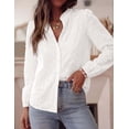 thumbnail image 4 of PRETTYGARDEN Women's Floral Embroidered Button Down Shirts | Ladies Dressy Fall Blouses, Long Sleeves, Ruffle Neck, Elegant Boho Eyelet Tops for Work, Business & Spring Casual Outings, 4 of 9