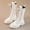 White 17w girls knee high boots, variant on White Combat Boots Heel Girls White Boots Girls White Combat Boots Mid Calf Lace Up Riding Boots Fashion PU Leather Side Zipper Punk Goth Boot for Kids