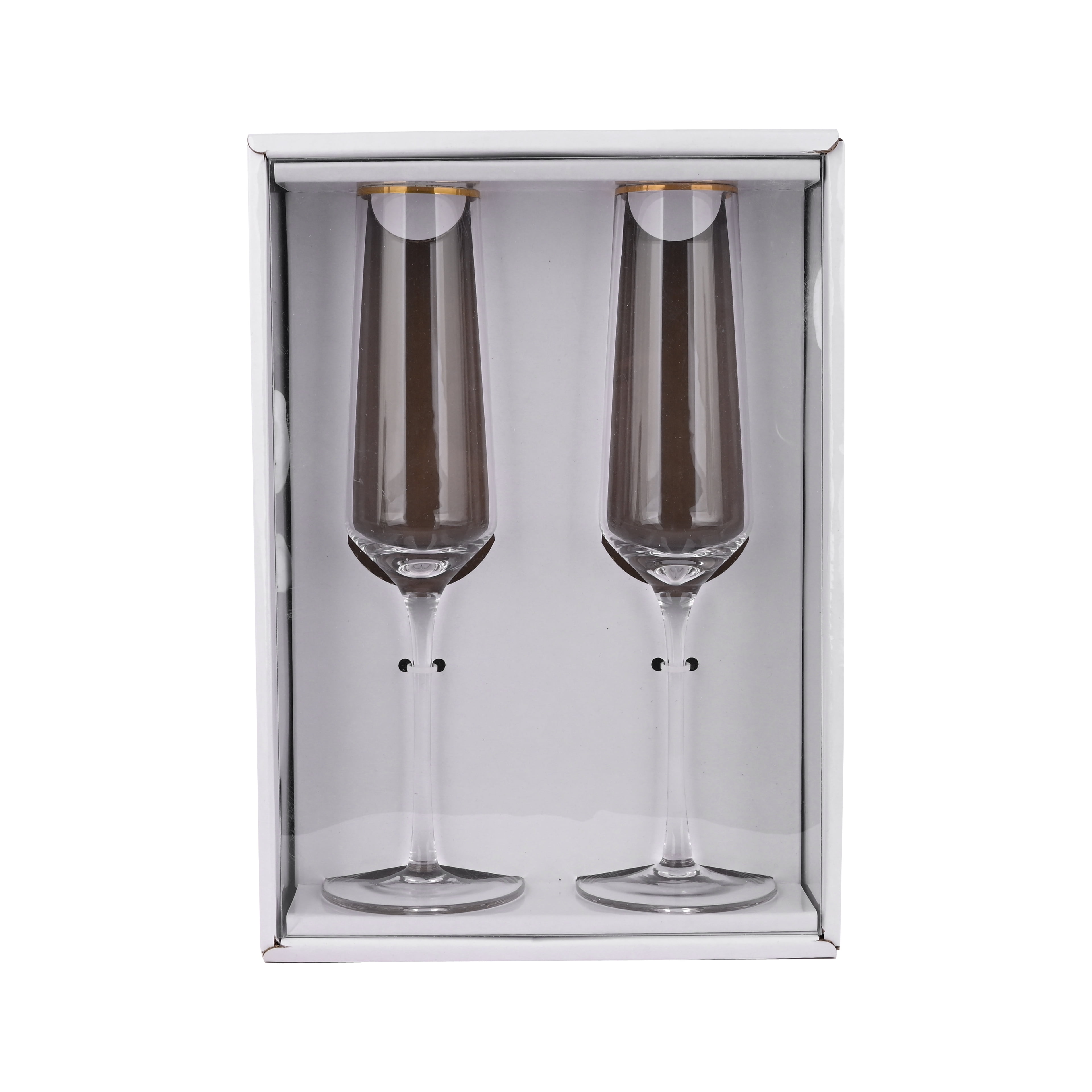 6oz Flute Glasses with Gold Rim - 2ct by Celebrate It – Elegant Champagne Glass Set for Weddings - Toasts - Anniversaries & Celebrations