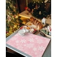 thumbnail image 6 of Christmas Placemats Set of 4, Pink White Snowflakes Pattern Heat Resistant Washable Table Place Mats Winter Cotton Table Linens Party Holiday Decor for Kitchen Dining Outdoor Indoor, 6 of 6
