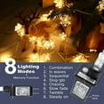 thumbnail image 2 of Christmas Snowflake String Lights, 49 ft 100 LED Connectable Christmas Fairy Lights with 8 Modes, Waterproof Plug in Snowflake Lights for Christmas Party Home Christmas Tree Decorations (Warm White), 2 of 7