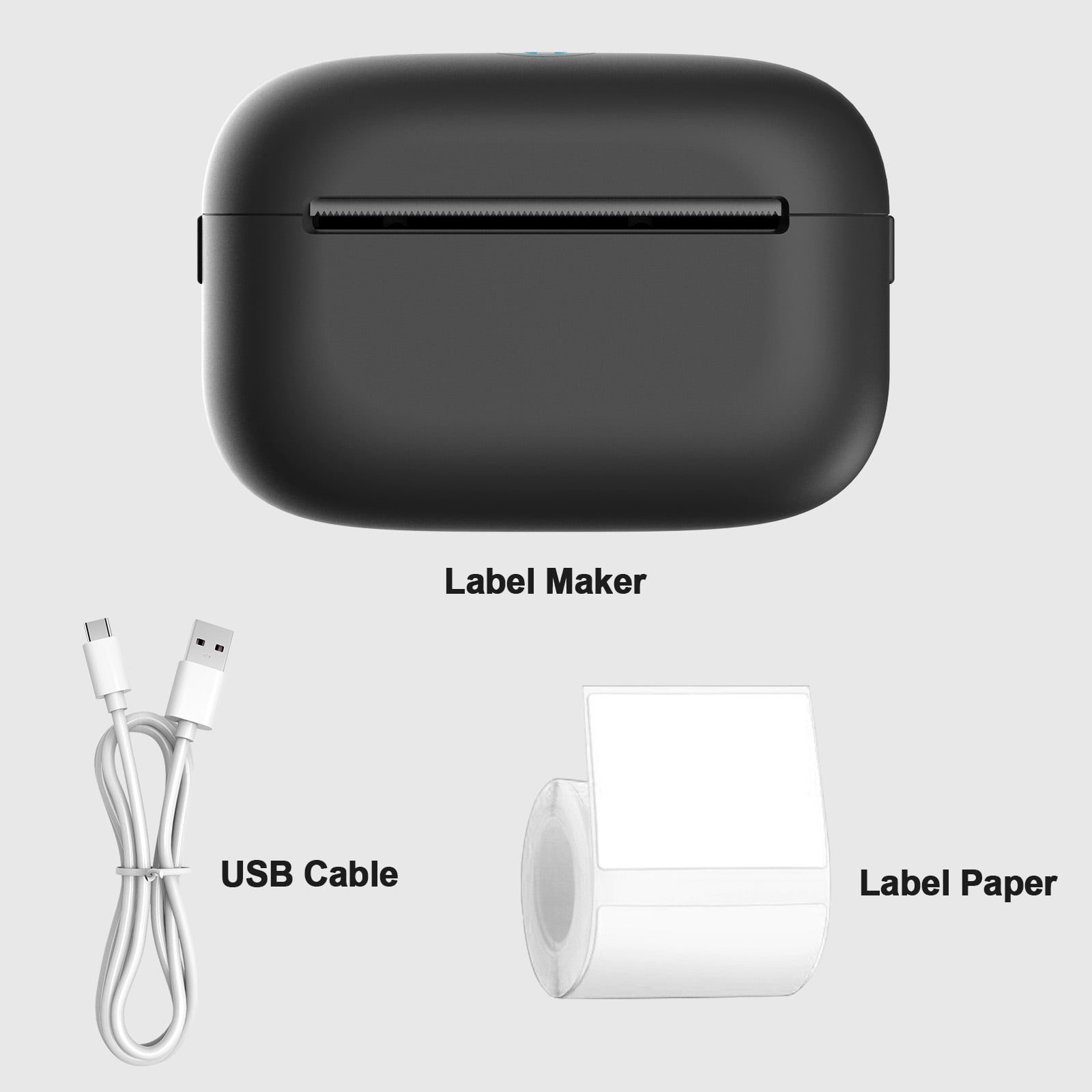 Portable Mini Wireless Thermal Printer Black, Compatible with Android & iOS, USB Rechargeable with Lithium Polymer Battery, for Notes, Planners, Instant Photos